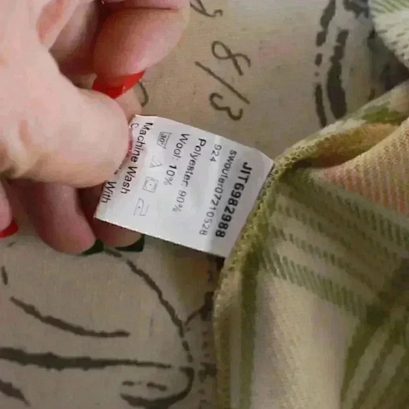 Shein Yellow/Green Plaid Shaket Size L Polyester/Wool Blend - Picture 10 of 12